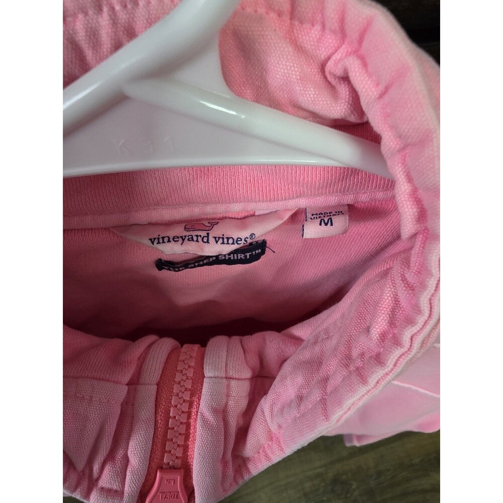 Vineyard Vines Shep Shirt Women's Pink 1/4 Zip Sweatshirt Pockets Logo M - Picture 3 of 3